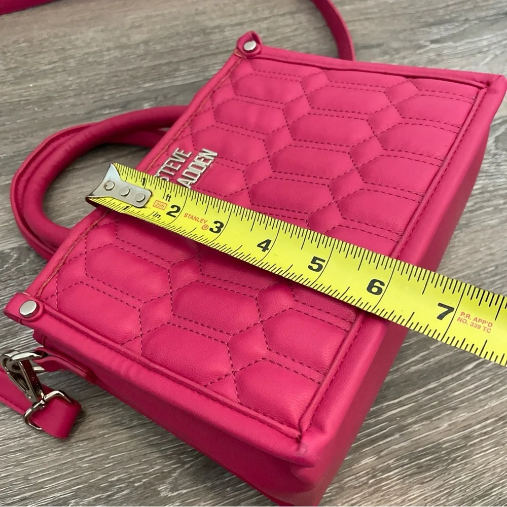 Steve Madden Quilted Fuschia Mini Tote Handbag with Shoulder‎ Strap